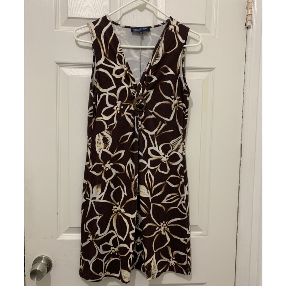 Jones New York Brown Sleeveless Floral Dress PS
